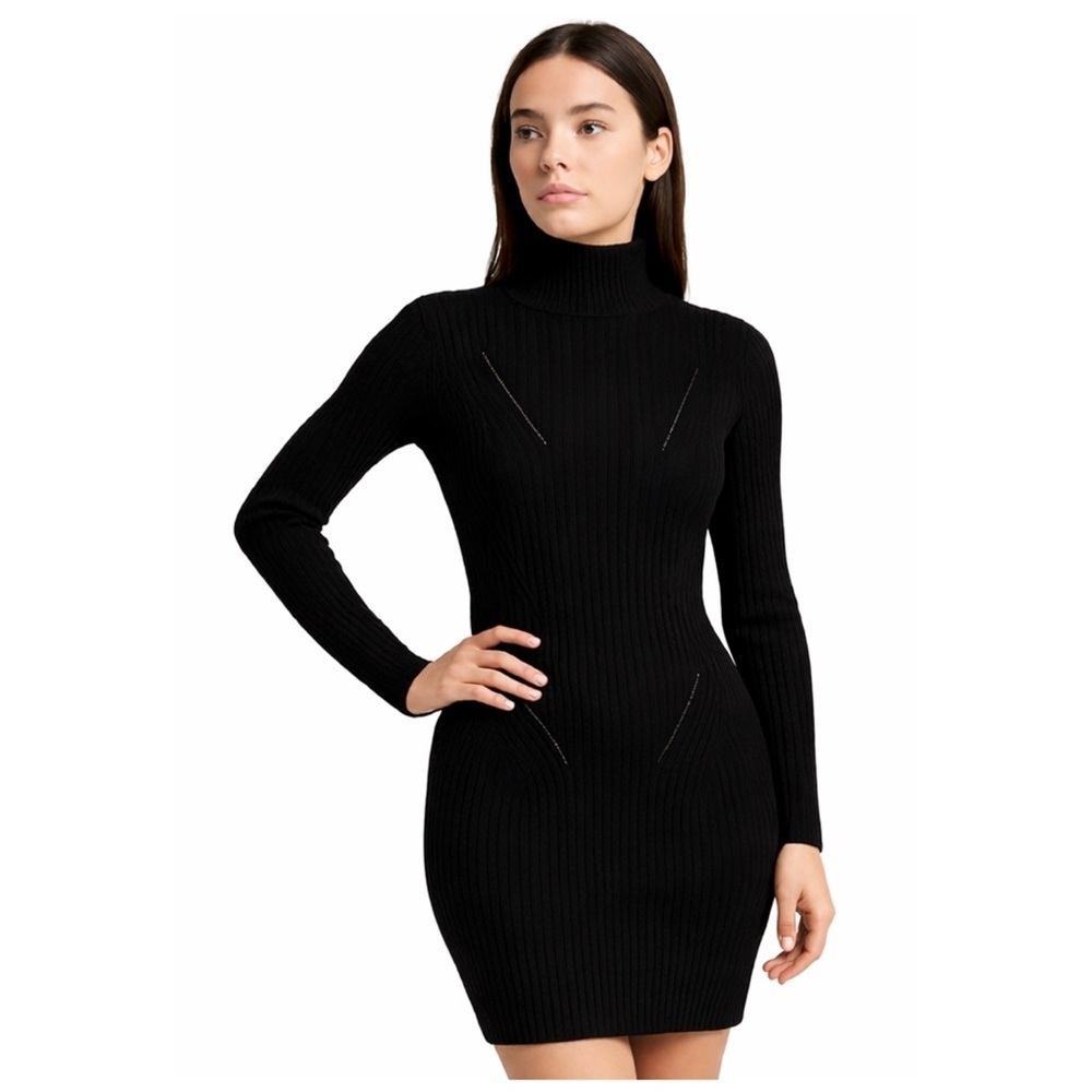 NWT Black Ribbed Mini Dress